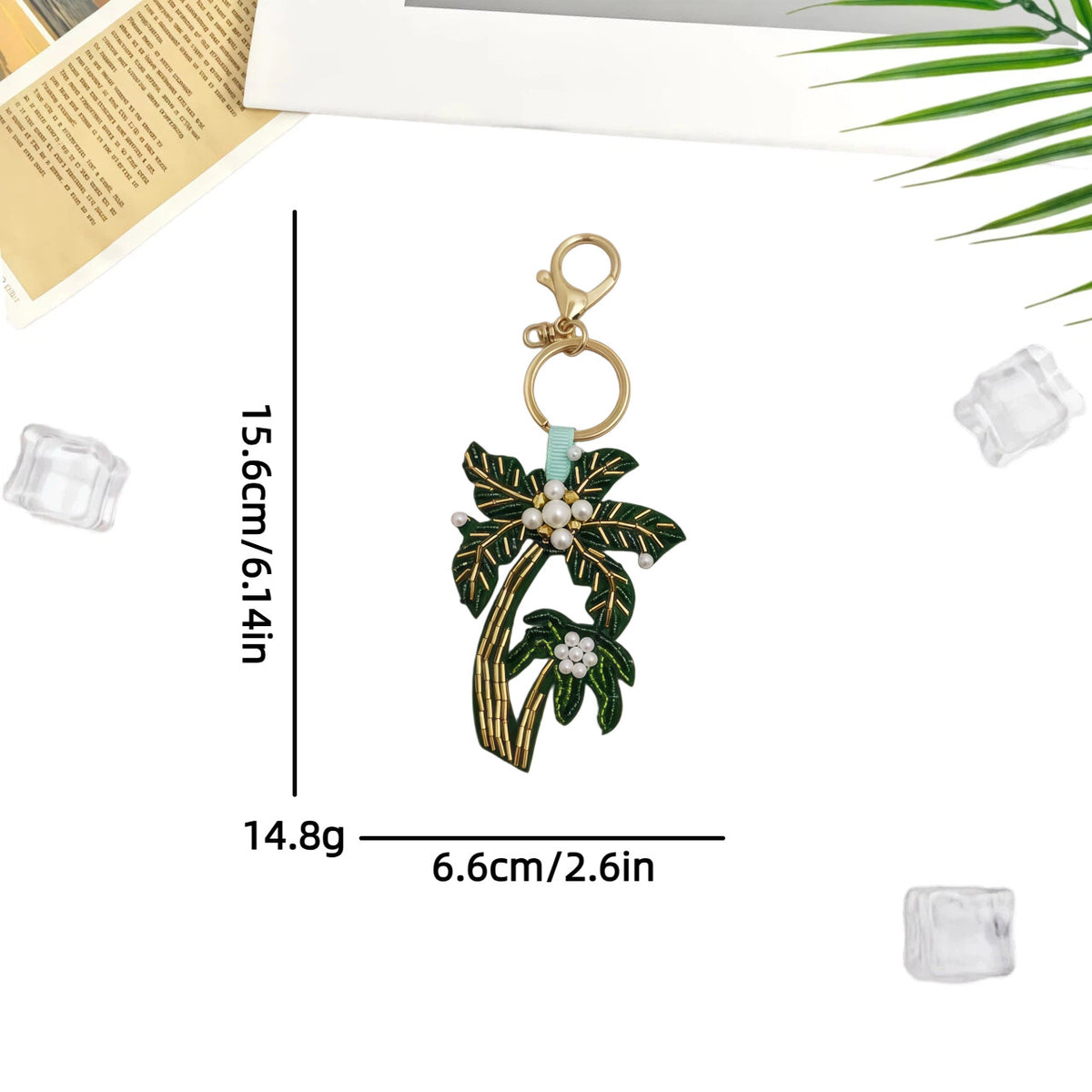 Stylish Handmade Beads Coconut Tree Pendant Keychain 6W10BBC808