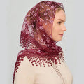 Solid Color Floral Lace Triangle Veil Head Scarf MK2BK6W6HHS23