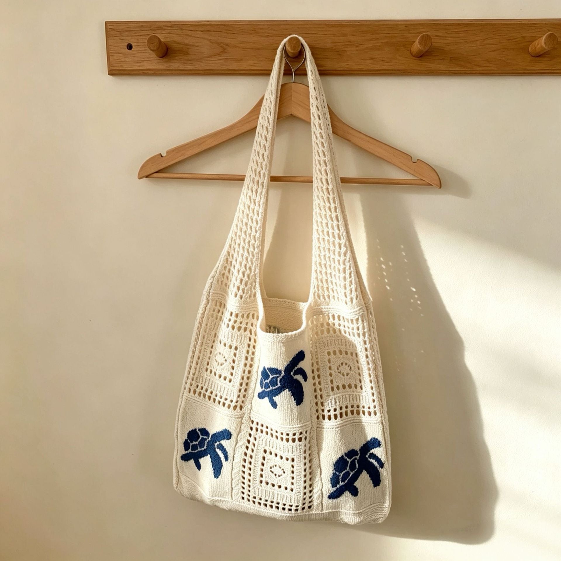 Retro Jacquard Hollow Out Knit Shoulder Bag 6W10BBG1761