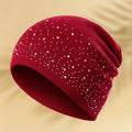Stylish Rhinestones Angora Knit Beanie 6W6HAT671