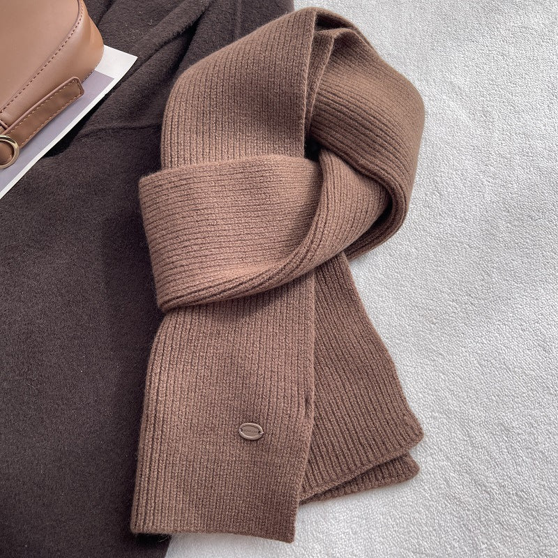 Solid Color Wool Blend Warm Knit Scarf 6W6NSC69