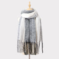 Striped Mohair Tassel Scarf - DippedShop Wholesale - #4659