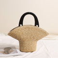 Unique Handmade Woven Hat-Shape Beach Handbag 8BW6BBG427T