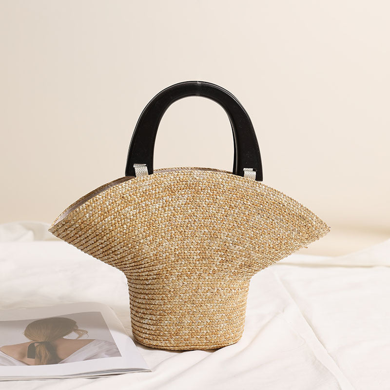 Unique Handmade Woven Hat-Shape Beach Handbag 8BW6BBG427T