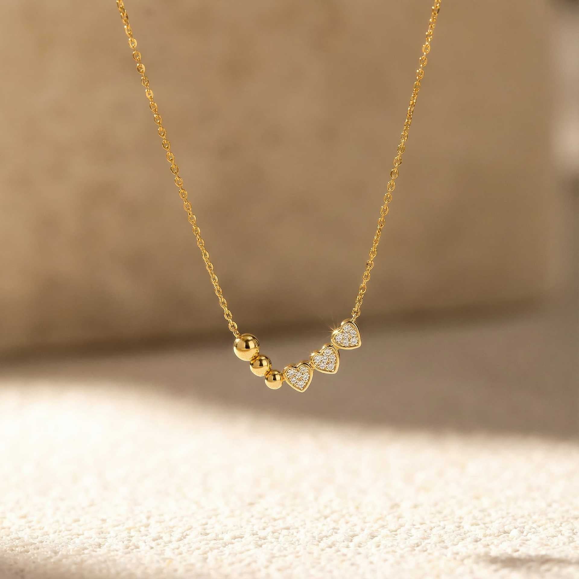 Elegant Gold Plated Heart Rhinestones Pendant Necklace 6W6JNC643
