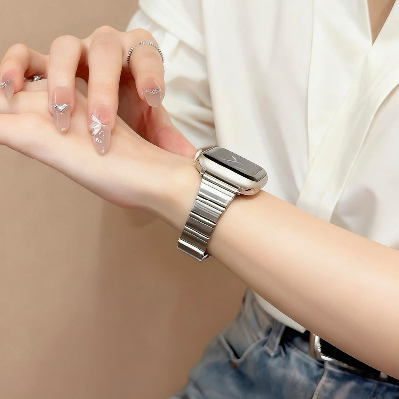 Minimalist Bamboo Metal Link Slim Watch Band 6W6JWA91