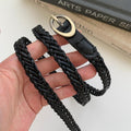 Minimalist Skinny Braided Woven Leather Belt 6W6JBT167