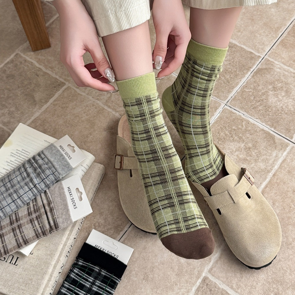 Plaid Crew Socks - DippedShop Wholesale - #8643