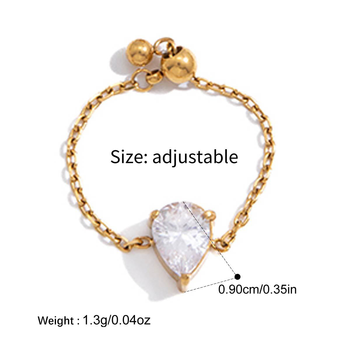 Adjustable Cubic Zirconia Ring - DippedShop Wholesale - #7203