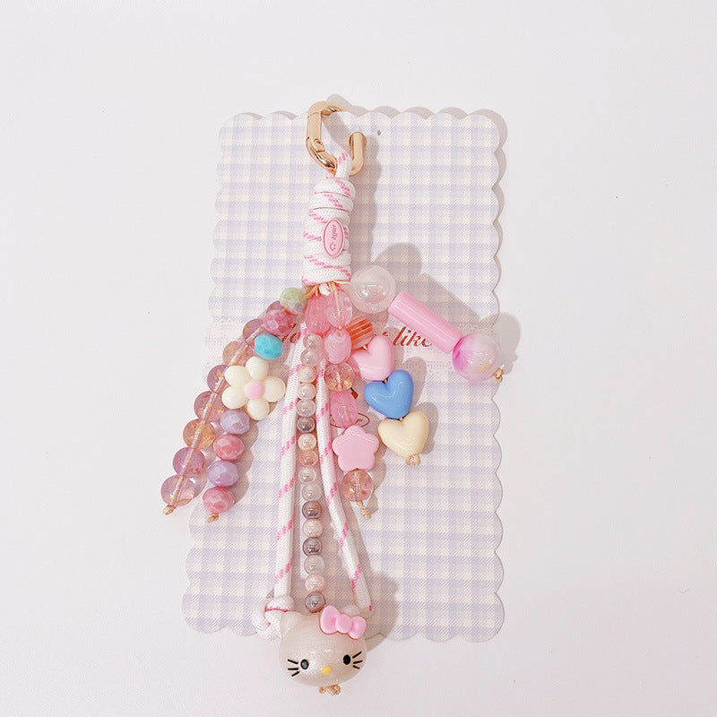 Cute Color Block Beaded Keychain Bag Charm DP25C778