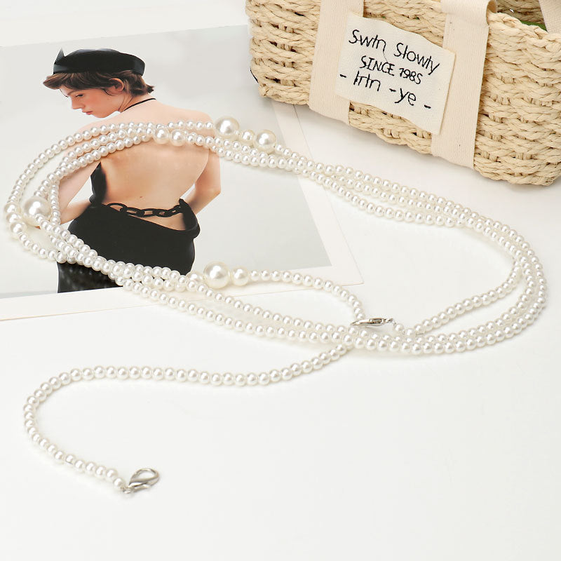 Elegant Layered Pearl Chain Ve - DippedShop Wholesale - #1347