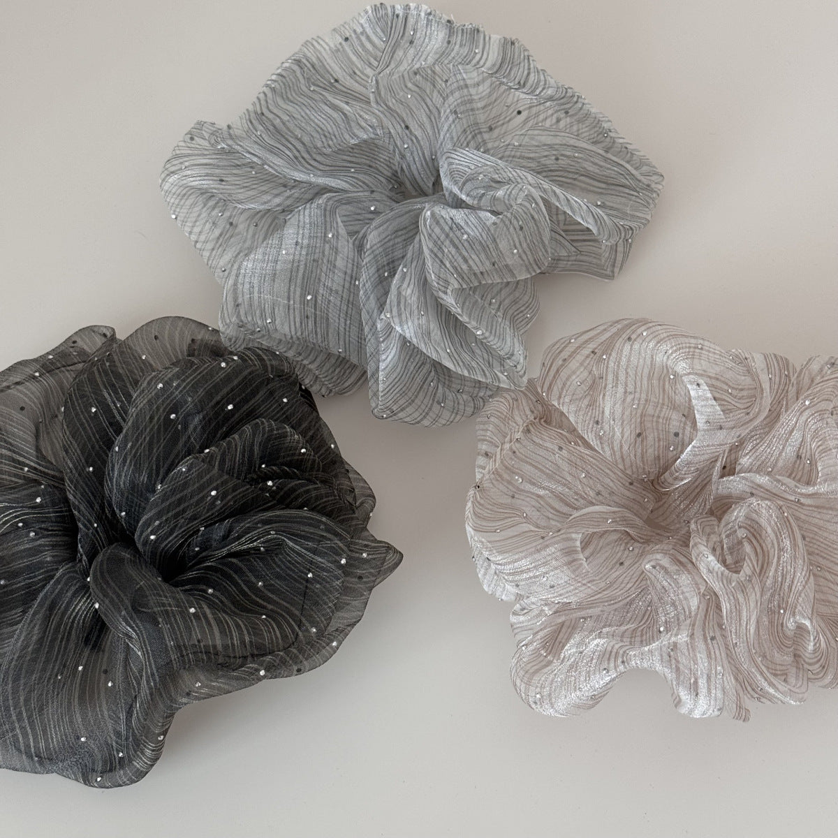 Rhinestone Organza Hair Scrunchie - DippedShop Wholesale - #3331