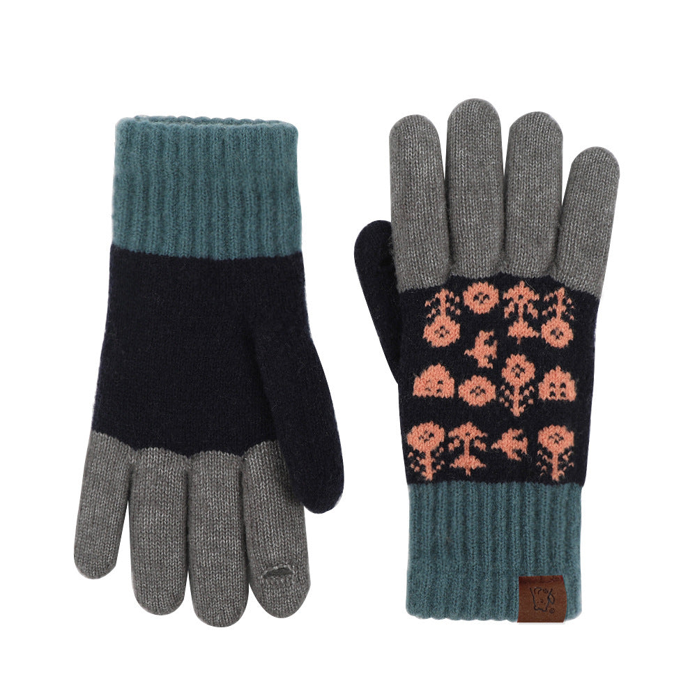 Vintage Jacquard Touch Screen Gloves - DippedShop Wholesale - #3635