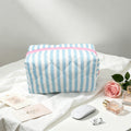 Simple Striped Print Quilt Shell Cosmetic Bag 6S5CO104