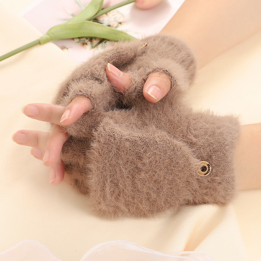 Convertible Fingerless Faux Fur Gloves - DippedShop Wholesale - #7971