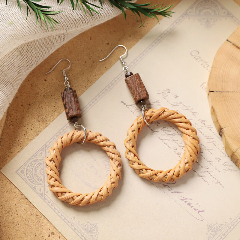 Boho Rattan Dangle Earrings - DippedShop Wholesale - #2435