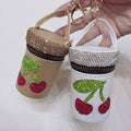 Creative Rhinestones Cherry Bucket Bag Pendant Keychain 6W10BBC625
