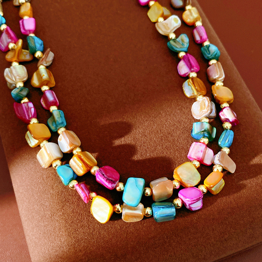 Vintage Irregular Double Layer Shell Necklace 6W6JNC944