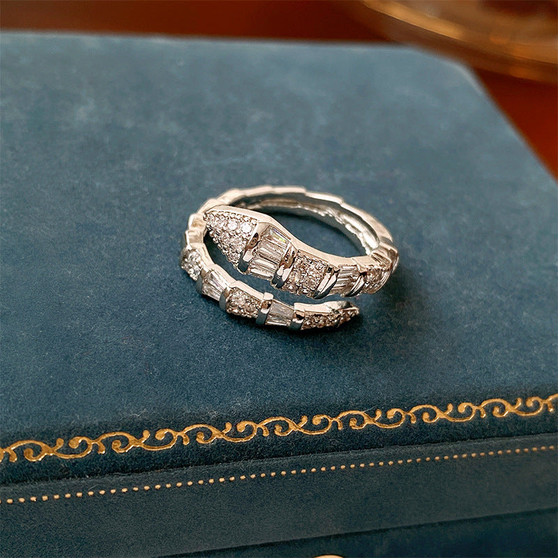 Trendy Snake Cubic Zirconia Open Finger Ring 6W6JRG378