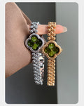 Trendy Lucky Clover Rhinestone Bracelet Quartz Watch MK2SSAS6W6JWA04