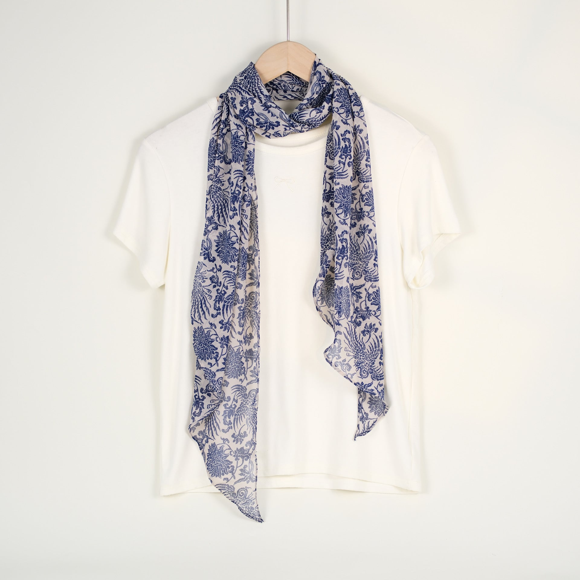 Fresh Solid Color Floral Print Silk Scarf 6W6NSI228