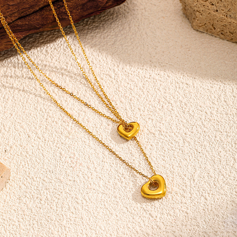 Elegant Gold Plated Hollow Heart Pendant Necklace 6W6JNC635