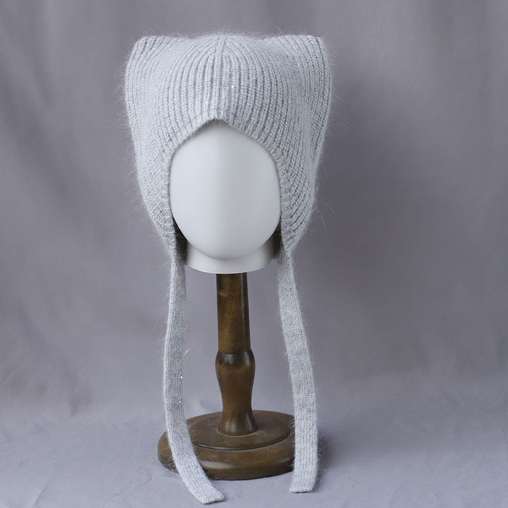 Cute Cat Ear Angora Knit Bonnet 6W6HAT690