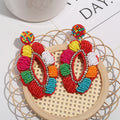 Rhinestone Beaded Floral Dangle Earrings - DippedShop Wholesale - #7699