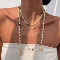 Vintage Tiger's Eye Pearl Chain Necklace 6W6JNC668