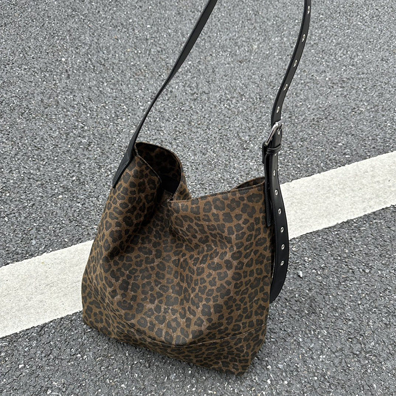 Vintage Leopard Print Large Capacity Shoulder Bag 6W10BBG1954