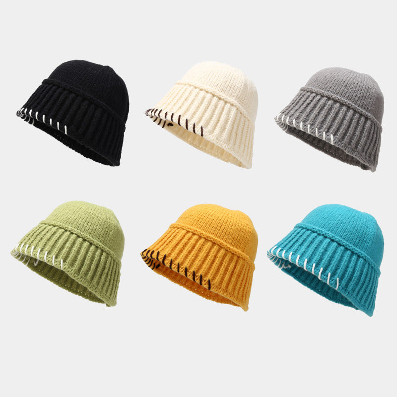 Solid Color Vintage Knit Bucket Hat DPKB0339