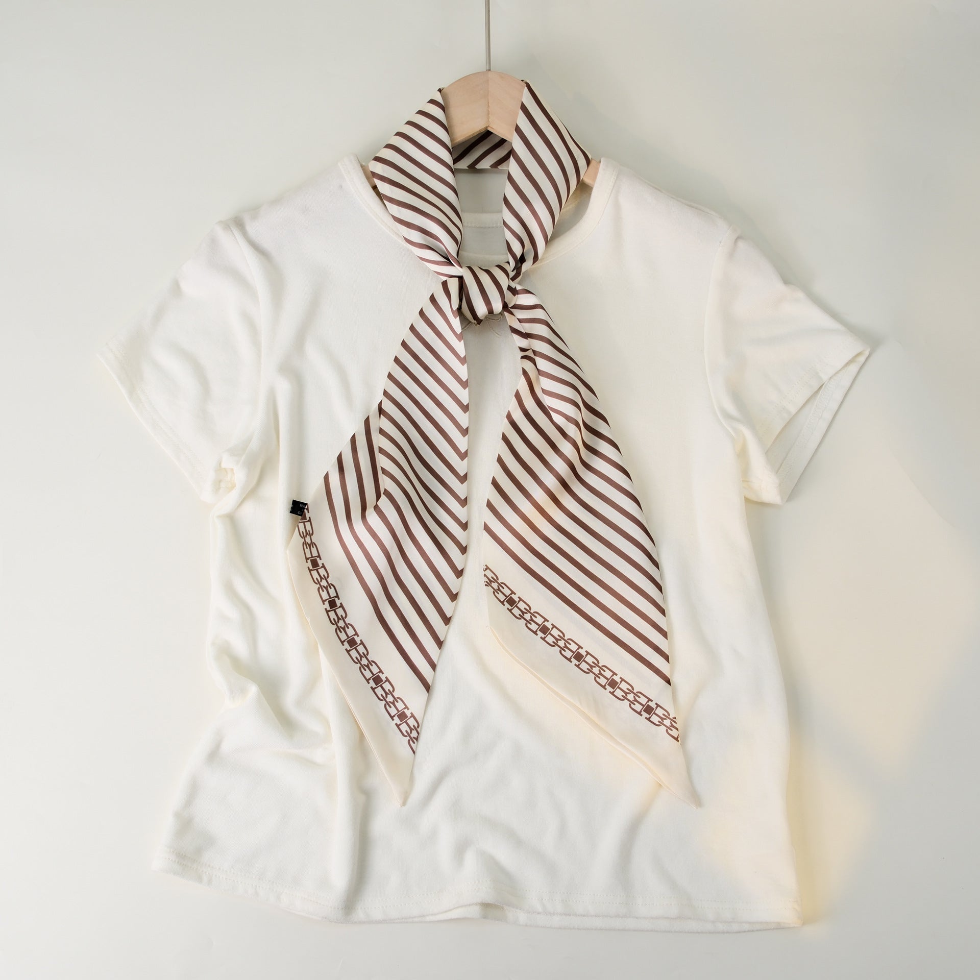 Simple Color Block Striped Print Silk Scarf 6W6NSI258