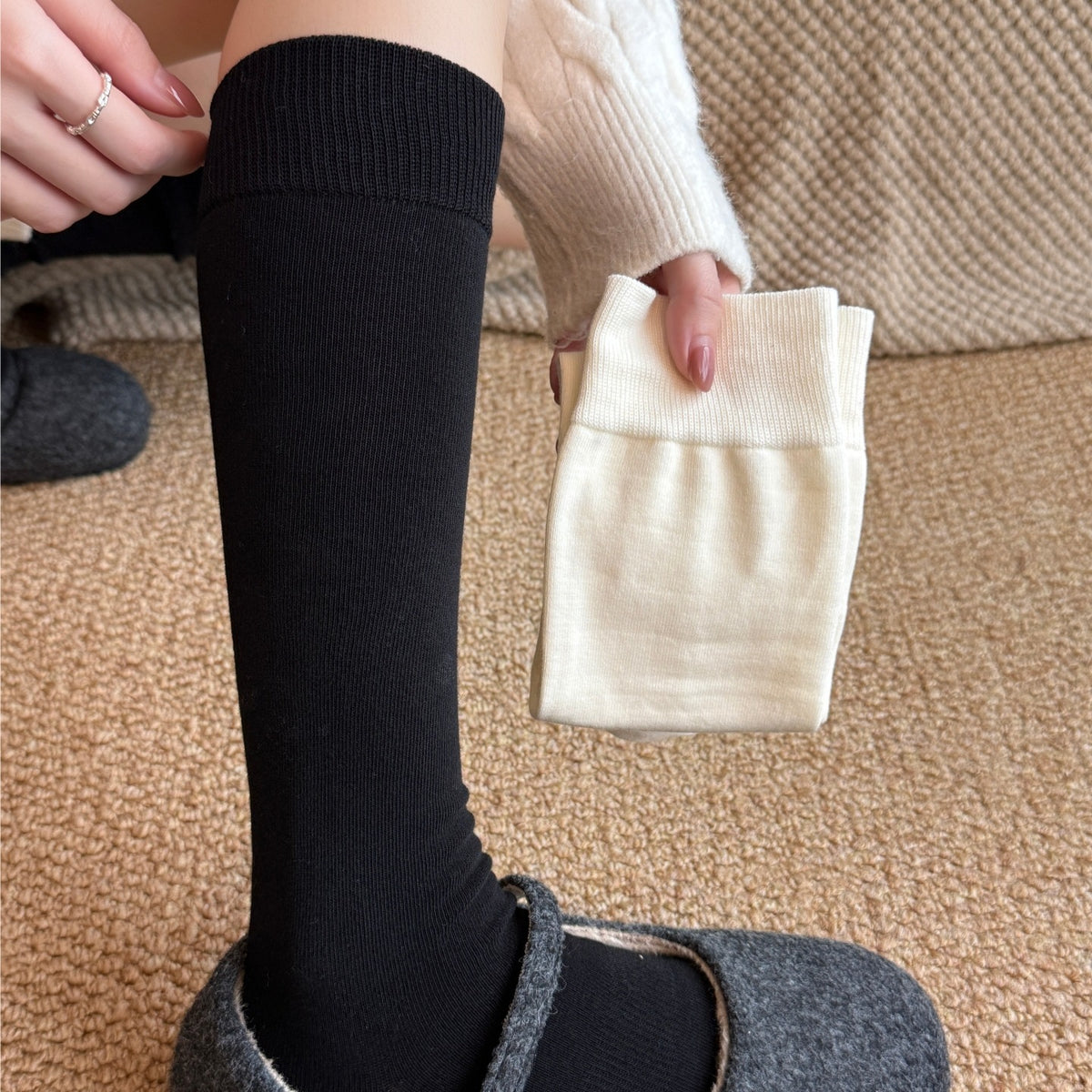Slouchy Knee High Cotton Boot Stocking Socks 6W8FSO851
