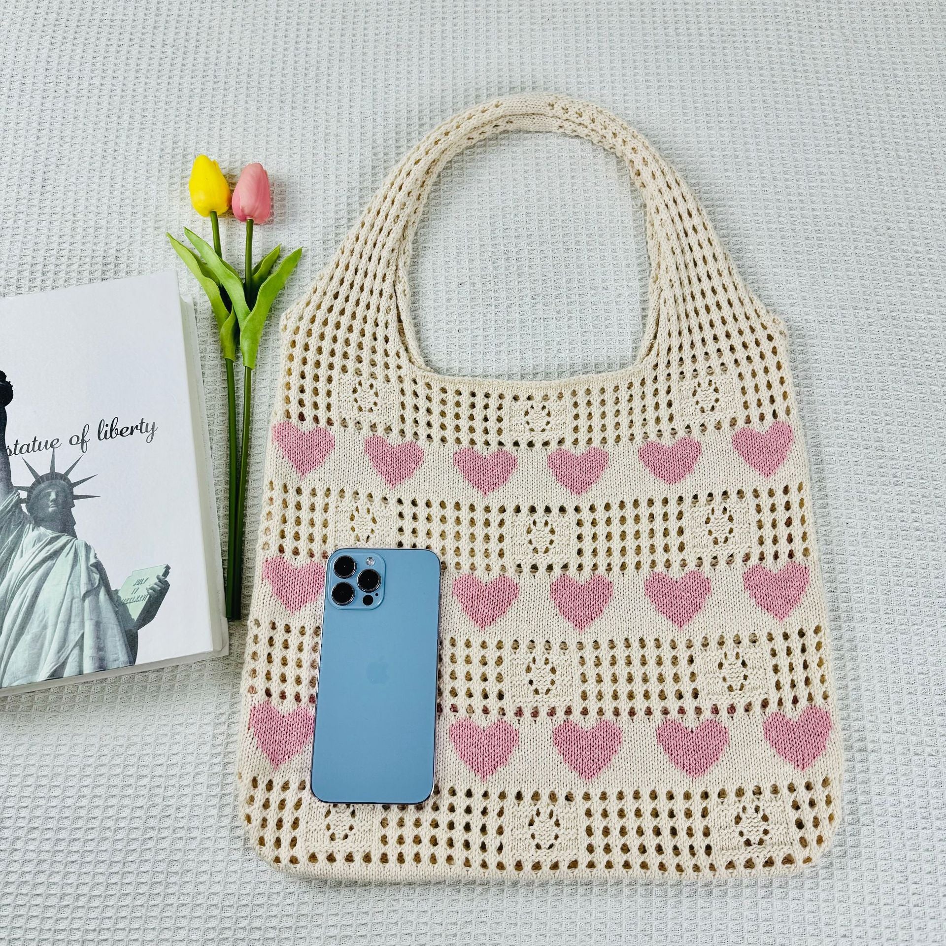 Hollow Out Knit Tote Bag - DippedShop Wholesale - #3907