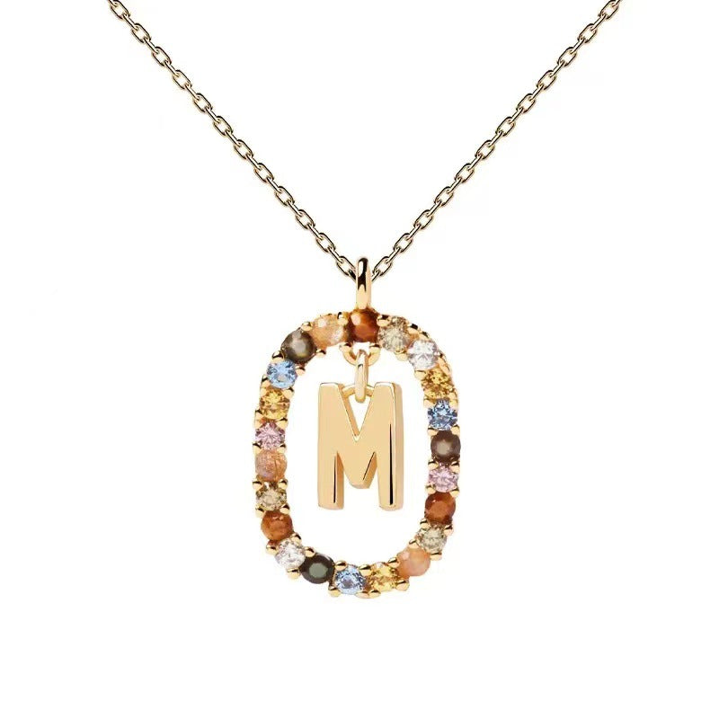 Colorful CZ Letter Pendant - DippedShop Wholesale - #6835