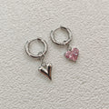 Heart Pendant CZ Hoop Earrings - DippedShop Wholesale - #1875