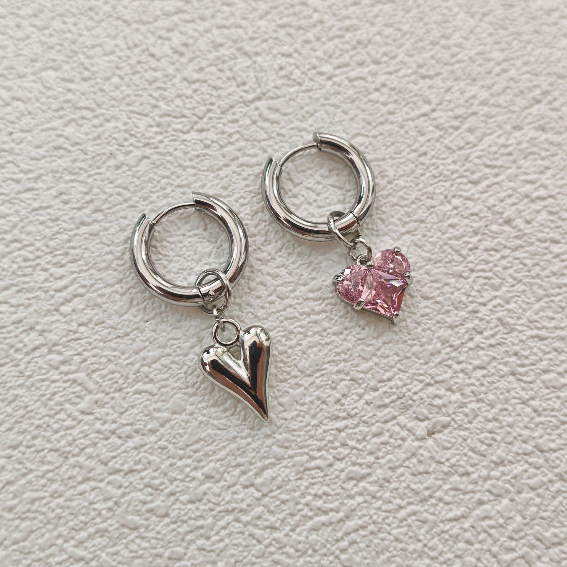 Heart Pendant CZ Hoop Earrings - DippedShop Wholesale - #1875