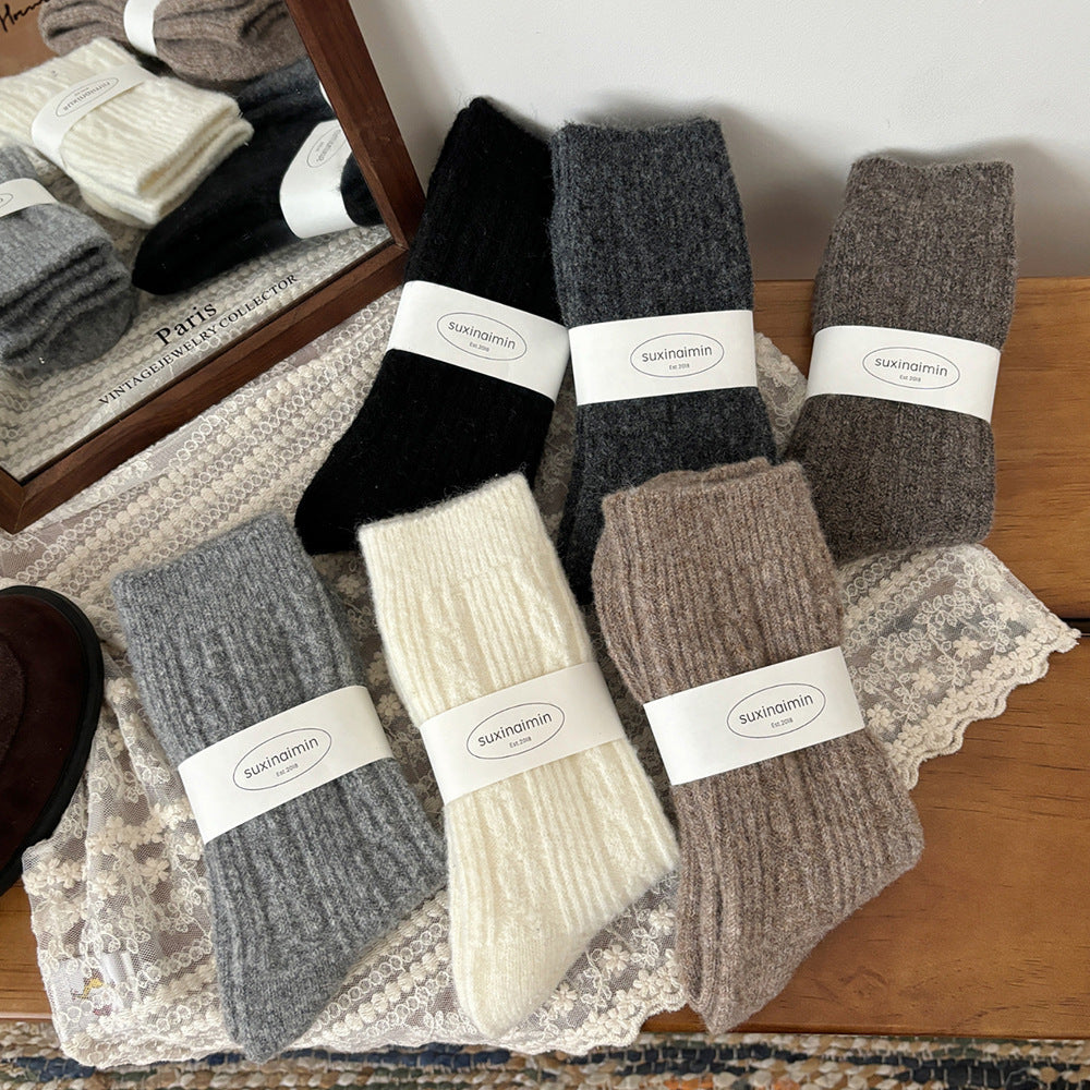 Simple Cable Knit Wool Blend Warm Crew Socks 6W8FSO540