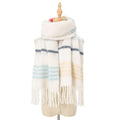 Striped Mohair Tassel Scarf - DippedShop Wholesale - #4851