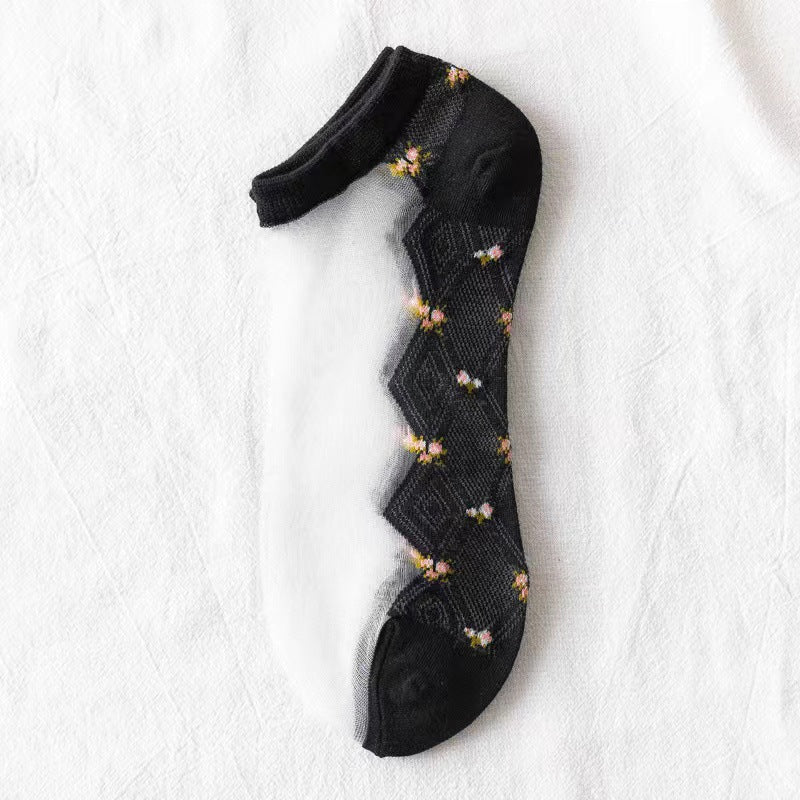 Flower Mesh Transparent Socks - DippedShop Wholesale - #9475