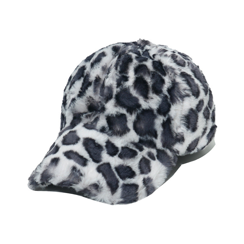 Vintage Leopard Print Faux Fur Baseball Cap 6W6HAT820