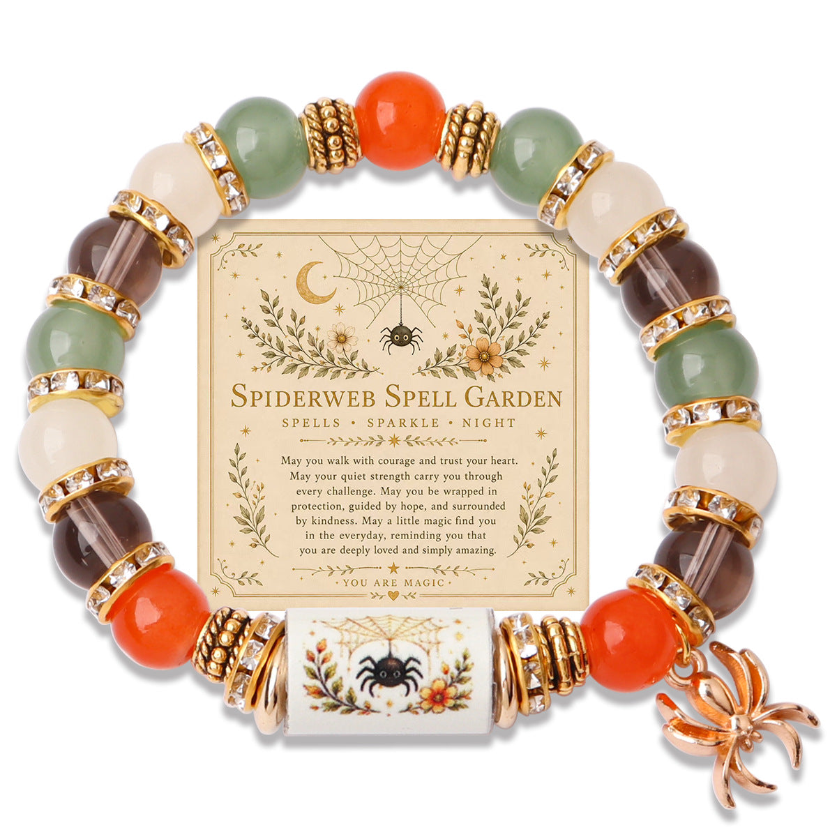 Handmade Halloween Ghost Beaded Stretch Bracelet 6W6JBR449