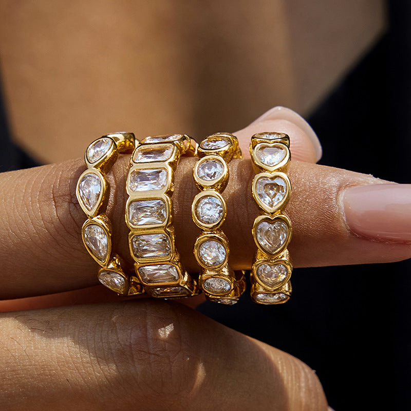 Heart Zirconia Layered Ring - DippedShop Wholesale - #9843