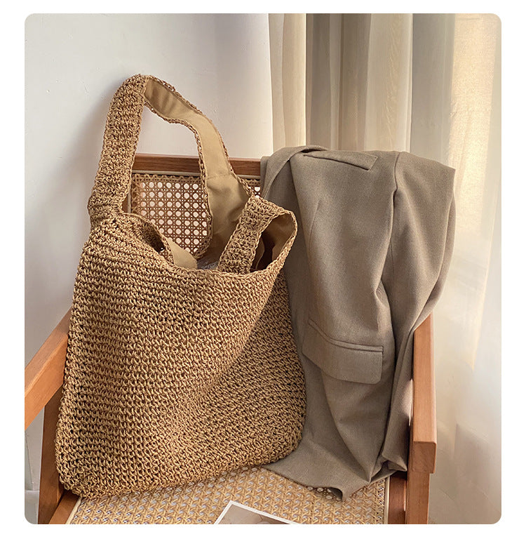 Woven Straw Shoulder Bag - DippedShop Wholesale - #2739