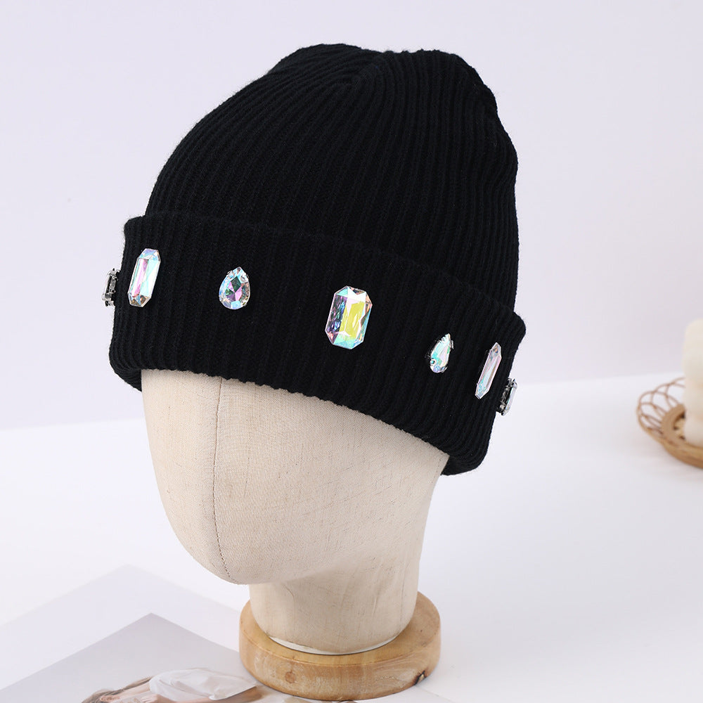 Rhinestone Cuffed Knit Beanie - DippedShop Wholesale - #1187