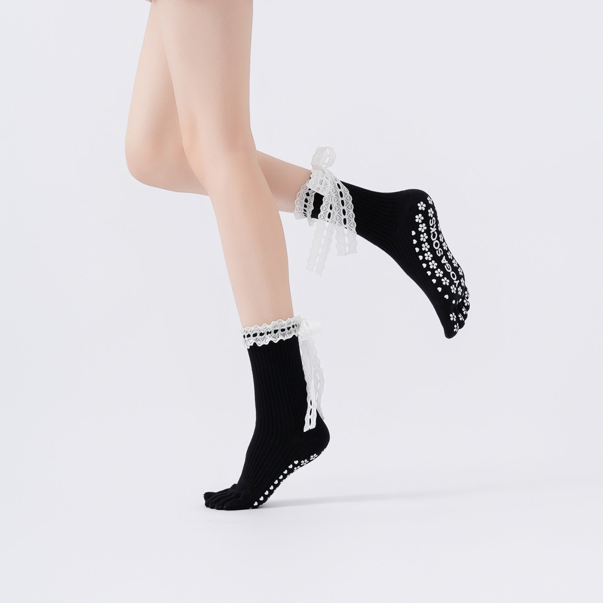 Sweet Lace Trim Non Slip Toe Yoga Socks 6W8FSO764