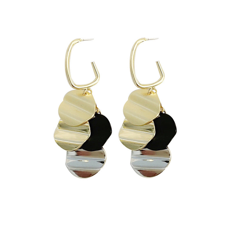 Vintage Color Block Round Tassel Drop Earrings DP25D821