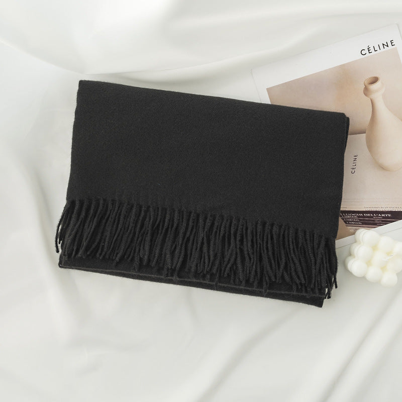Minimalist Solid Color Tassel Scarf 6W6NSW306