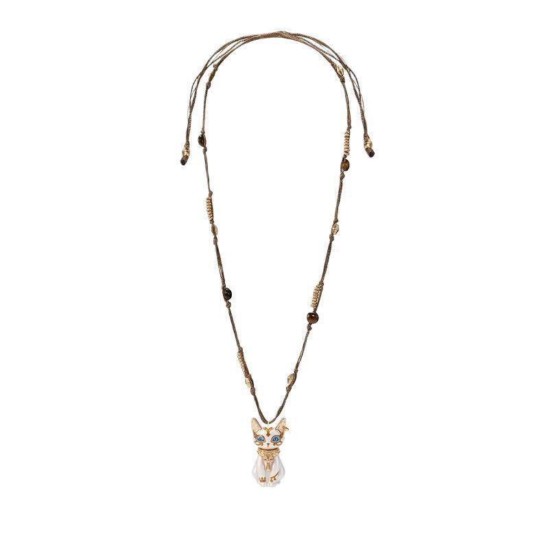 Vintage Egyptian Bastet Cat Pendant Necklace 6W6JNC397L