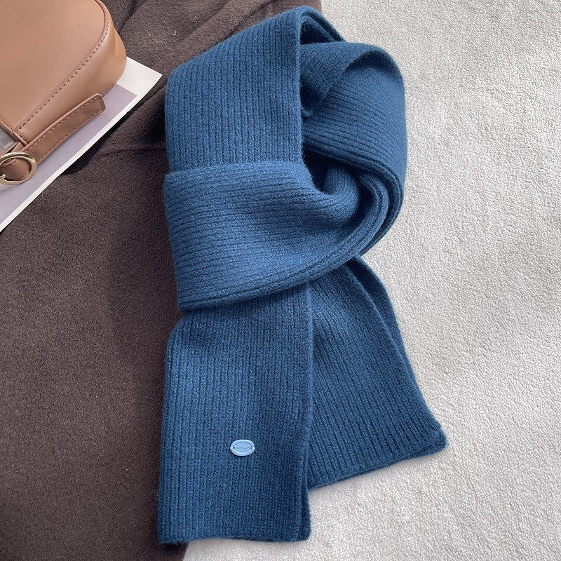 Solid Color Wool Blend Warm Knit Scarf 6W6NSC69